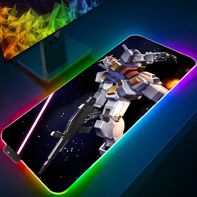 Gaming Keyboard And Mouse Mobile - RGB คาวาอิแผ่นรองเมาส์อะนิเมะกาบิเนเต แกเมอร์ โมบายสูท กันดั้มทนทานแผ่นรองโต๊ะคอมพิวเตอร์คีย์บอร์ดอุปกรณ์เสริมสำหรับเล่นเกมแผ่นรองเมาส์