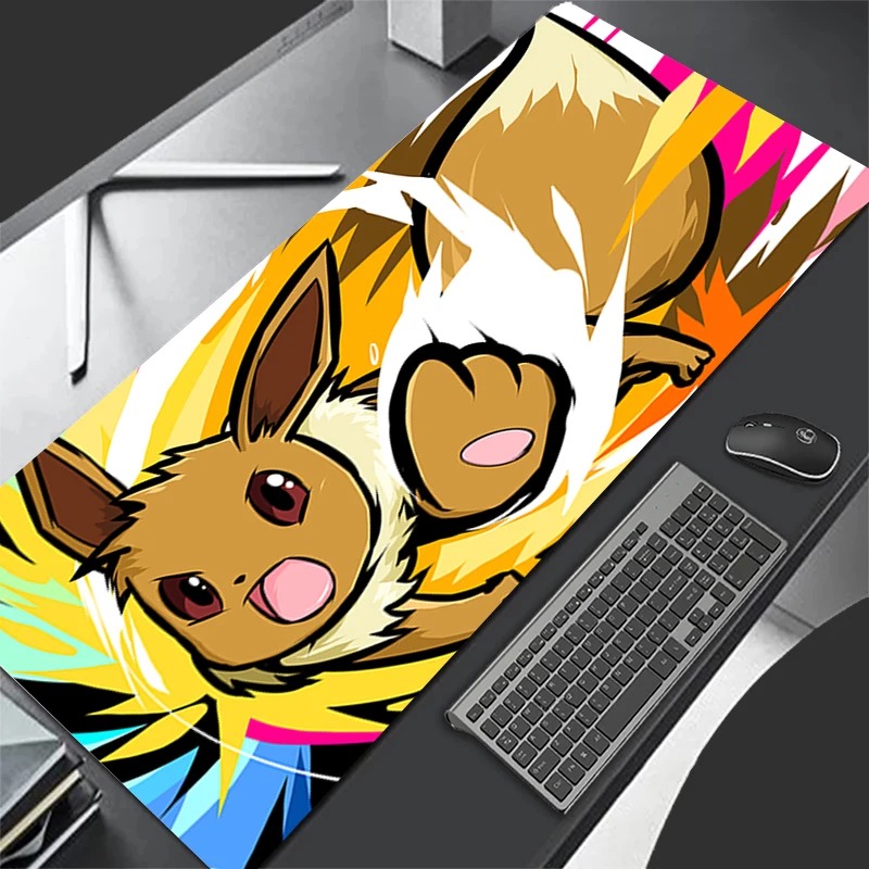 Gaming Keyboard Noise - P-Pokemon Eevee Anime Gaming Mouse Pad,แผ่นรองเม้าส์แบบขยายได้,แผ่นรองคีย์บอร์ดสำหรับแล็ปท็อปพีซี