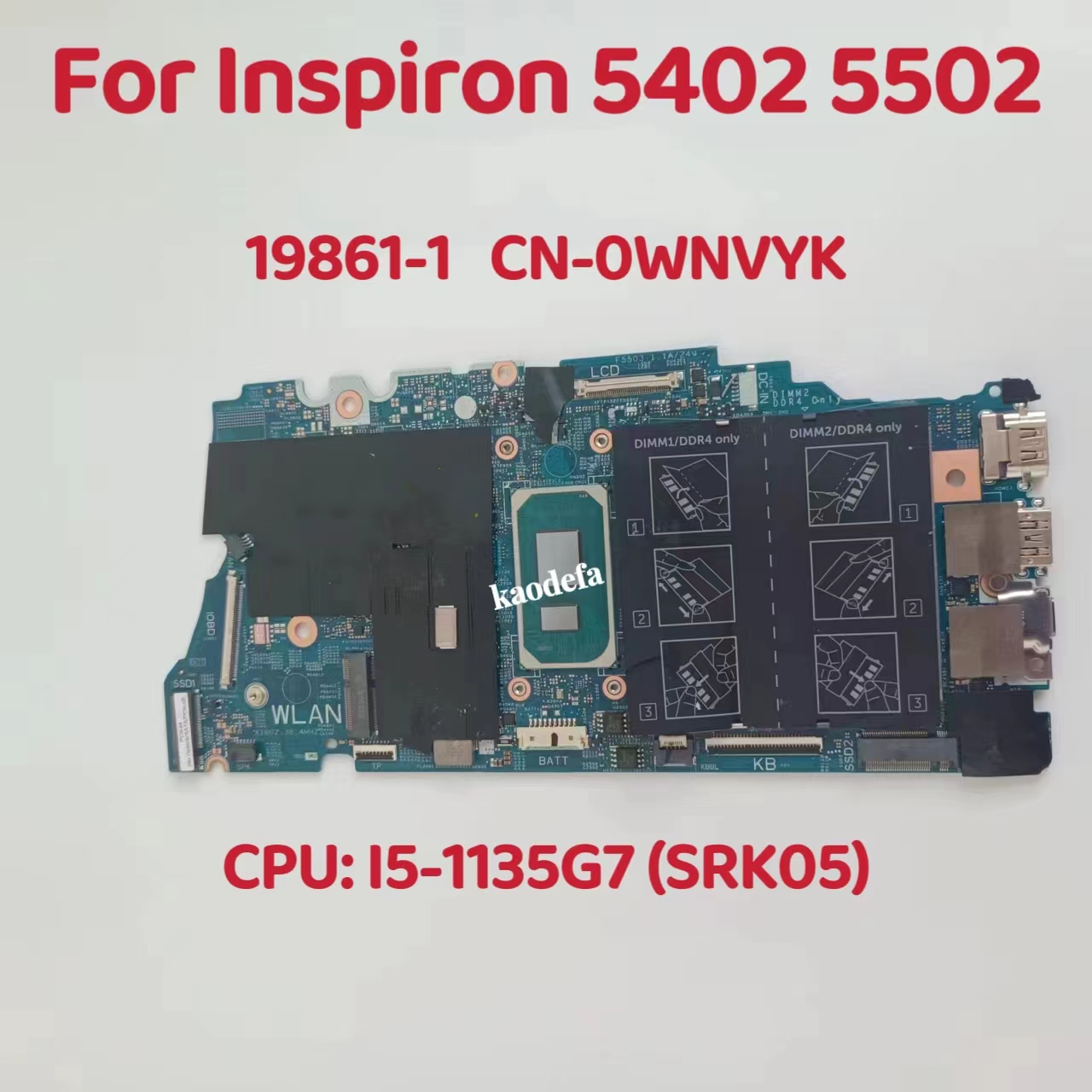 Intel Cpu Core I7 - 19861-1 เมนบอร์ดสําหรับ Dell Inspiron 5402 5502