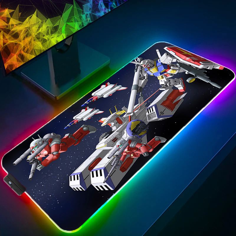 Gaming Keyboard And Mouse Mobile - แผ่นรองเมาส์ RGB ขนาดใหญ่ XXL สำหรับเกมเมอร์ ลายโมบิลสูทกันดั้ม