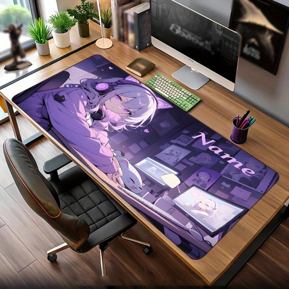 Gaming Keyboard Name - แผ่นรองเมาส์ลายอนิเมะสาวน้อย ปรับแต่งชื่อได้ ขนาดใหญ่ กันลื่น ทำจากยาง เหมาะสำหรับเกมเมอร์