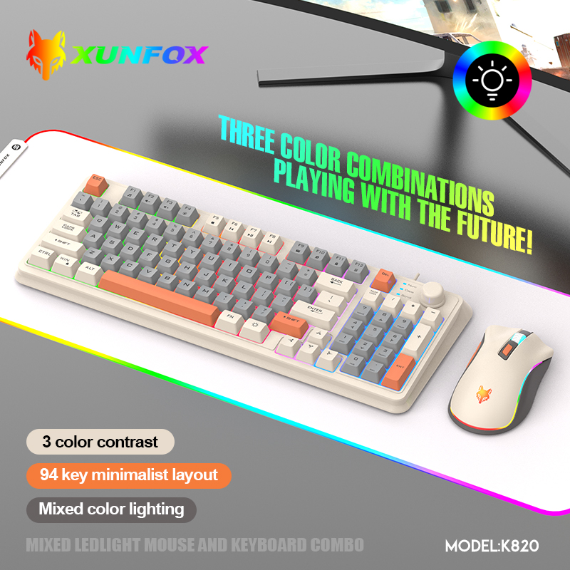 Gaming Keyboard Mouse And Headset Combo - K820 USB เกมคีย์บอร์ดเมาส์ชุด Illuminated Desktop/แล็ปท็อปโฮมออฟฟิศหญิงชายคีย์บอร์ด