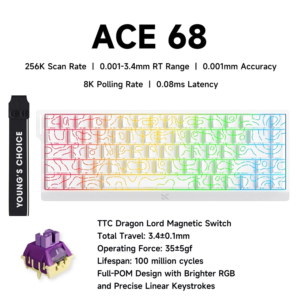 Gaming Keyboard Hall Effect Switches - คีย์บอร์ดเกมมิ่ง MCHOSE ACE 68 สวิตช์แม่เหล็กแบบ Hall