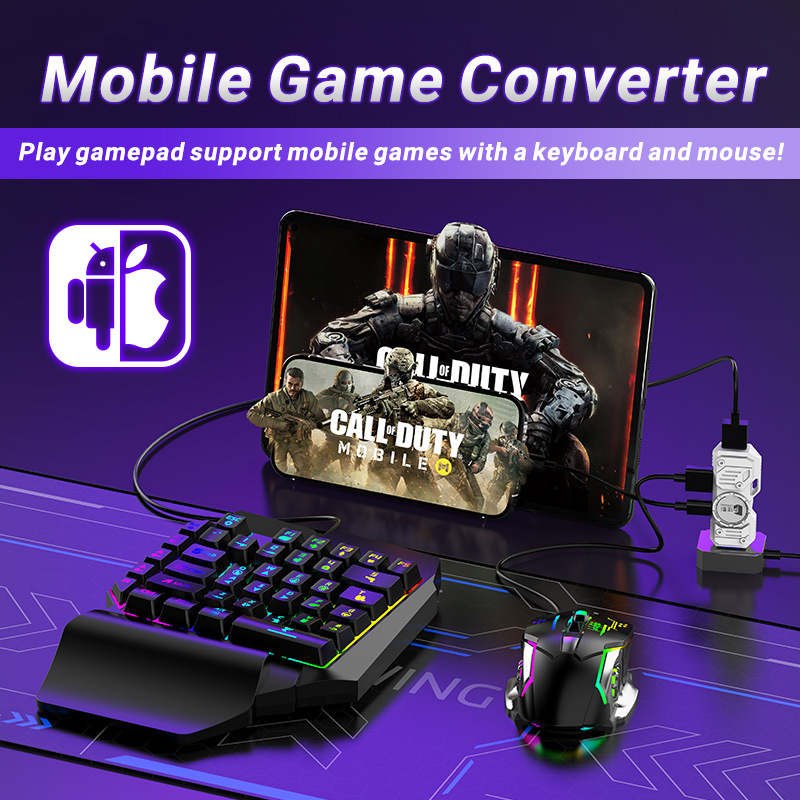 Gaming Keyboard Half - ชุดแปลงเกมมือถือ Mobilador Gamer Kit คีย์บอร์ดและเมาส์คอมโบ คีย์บอร์ดเกมมิ่ง
