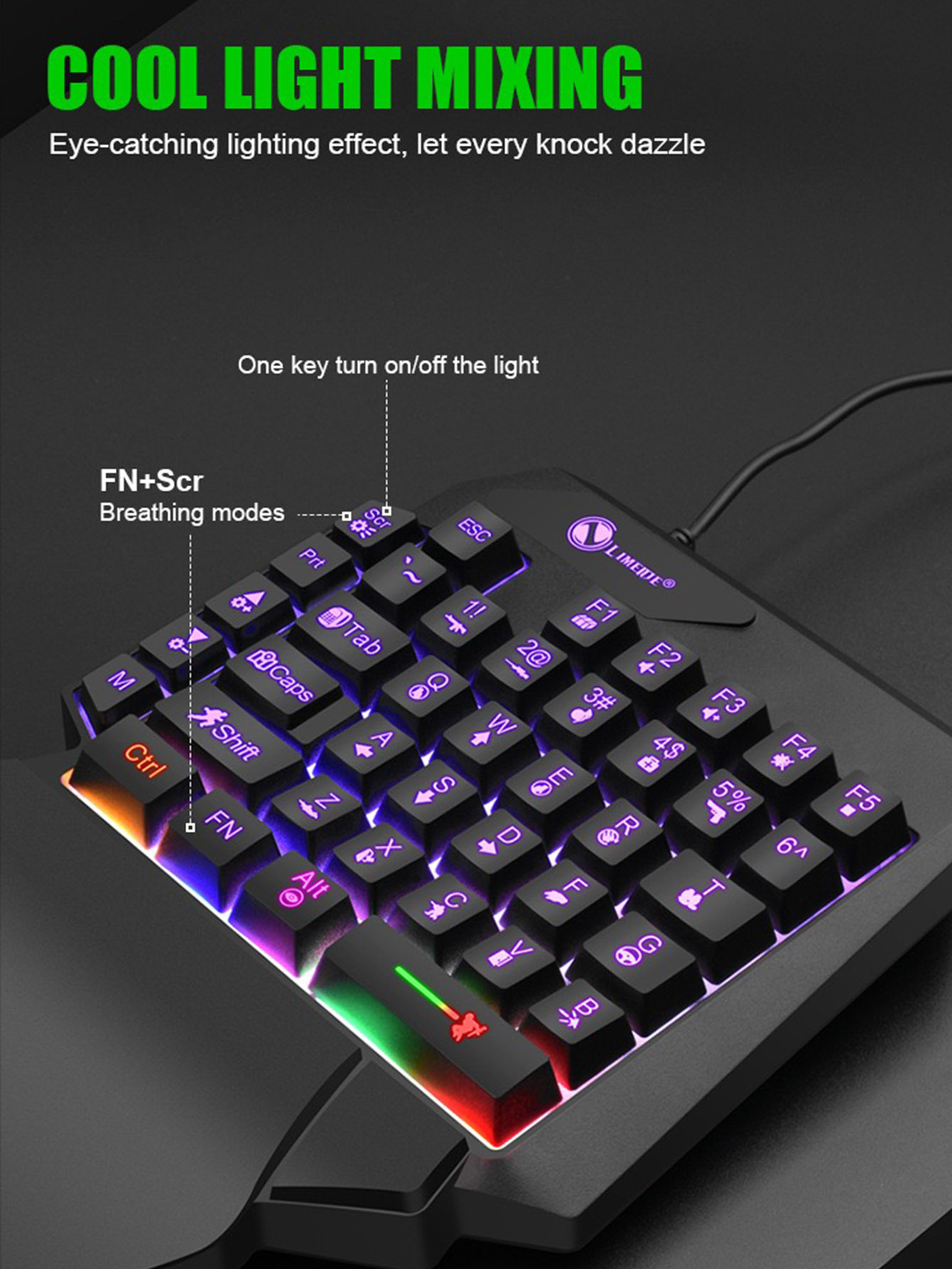 คีย์บอร์ดเกมมิ่งแบบมีสายสำหรับ - Gaming Keyboard Half บทวิจารณ์และราคา