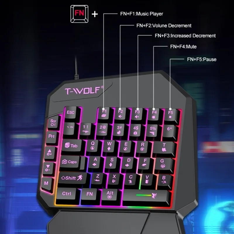 5 ใน 1 ชุด 35 คีย์ คีย์บอร์ดเก - Gaming Keyboard 1 Hand บทวิจารณ์และราคา