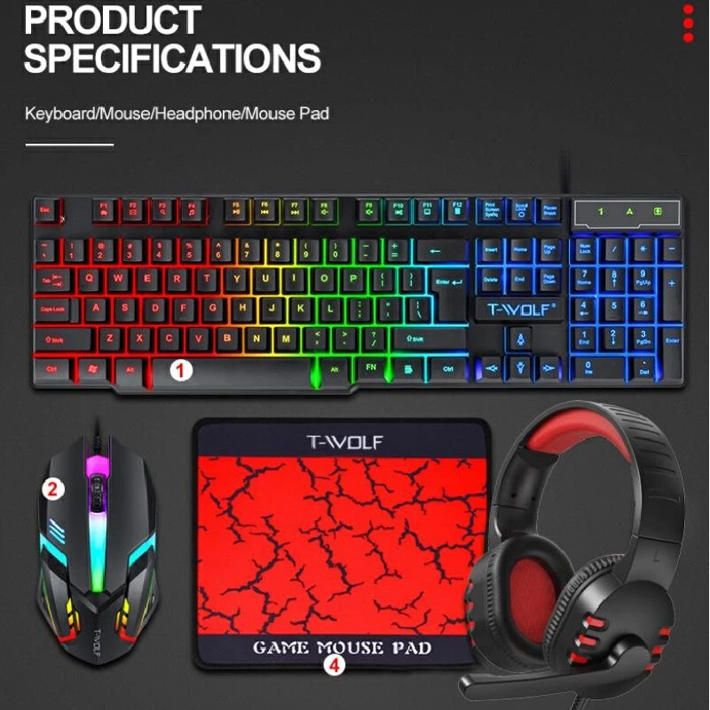 ชุดคีย์บอร์ดเกมมิ่ง 4 in 1 พร้ - Gaming Keyboard Mouse And Headset Combo บทวิจารณ์และราคา