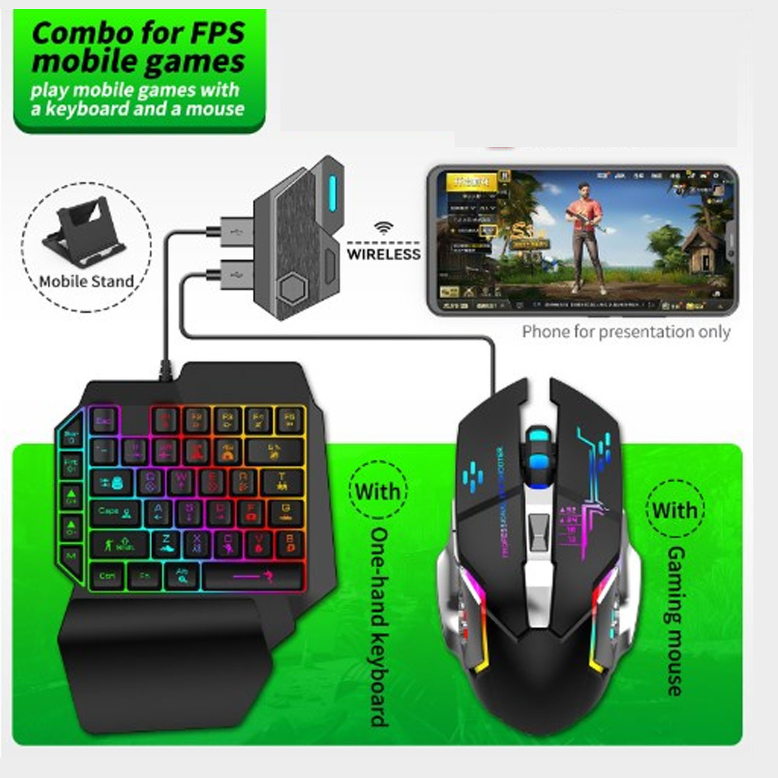 ชุดคอมโบเกมมือถือ เชื่อมต่อบลู - Gaming Keyboard And Mouse Mobile บทวิจารณ์และราคา